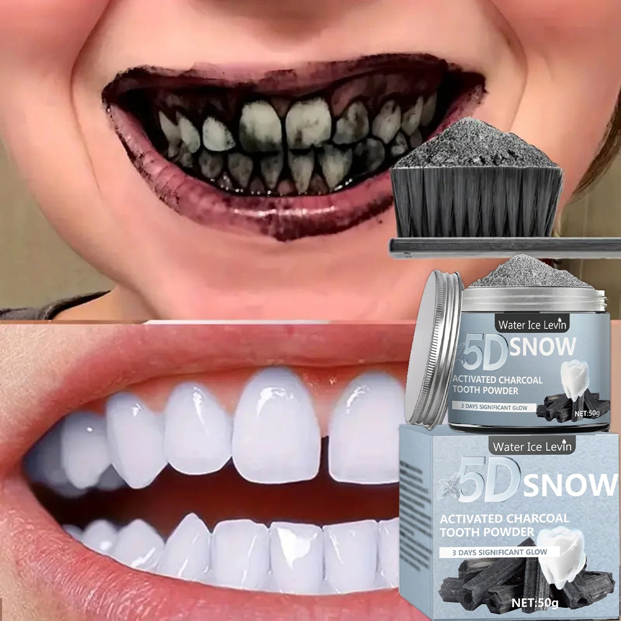 Bamboo Charcoal Tooth Whitening Powder - Natural Whitening and Deep Cleaning for Men and Women, Fresh Breath Daily Toothpaste, 1 Piece