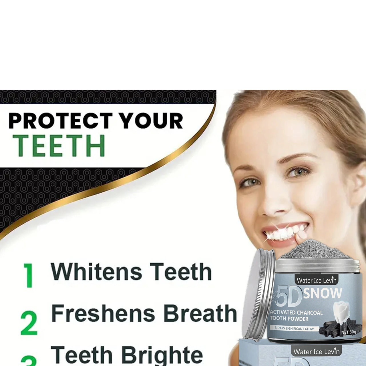 Bamboo Charcoal Tooth Whitening Powder - Natural Whitening and Deep Cleaning for Men and Women, Fresh Breath Daily Toothpaste, 1 Piece